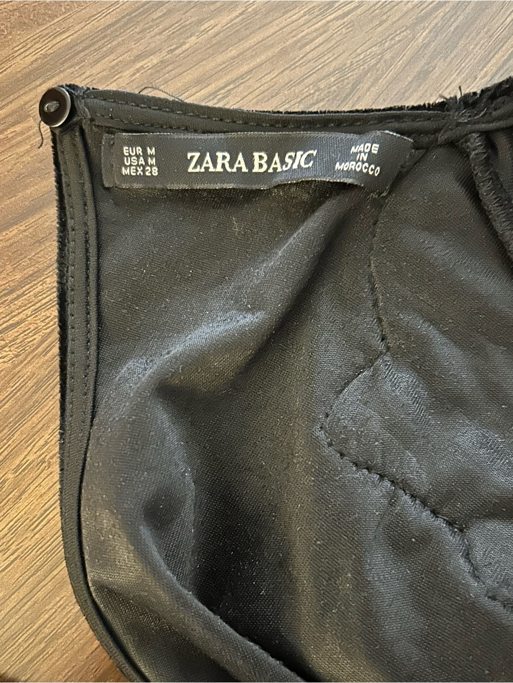 Zara Black Velvet Embellished Shoulder Bodysuit Top SZ M - Picture 10 of 10